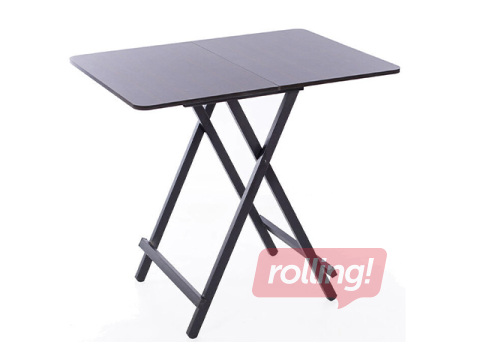 Laud, kokkupandav, must raam, tumepruun pealispind, 80x60x75cm