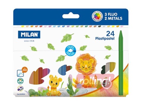 Värvipliiatsid Milan Plastipastel, ümmargused, 24 värvi