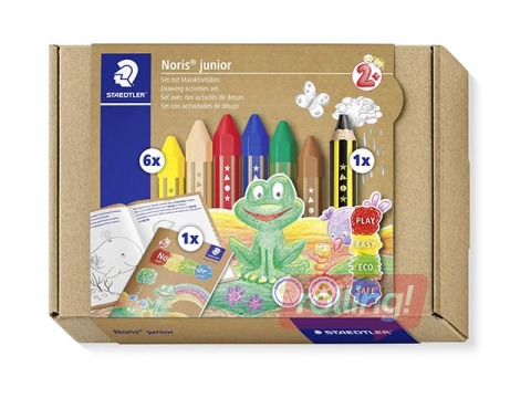 Wax crayons with pencil and drawing book Staedtler Noris junior 61 C1, 6 colours
