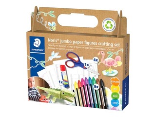 Wax crayons with glue, scissors and figure Staedtler Noris junior 61 C4, 9 colours