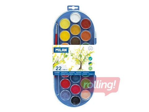 SALE 22 vesiivärvi Ø30 mm, pintsliga