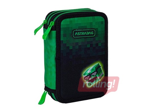Pliiatsitasku Astra, Pixel Hero, 3 sektsiooni, tarvikutega