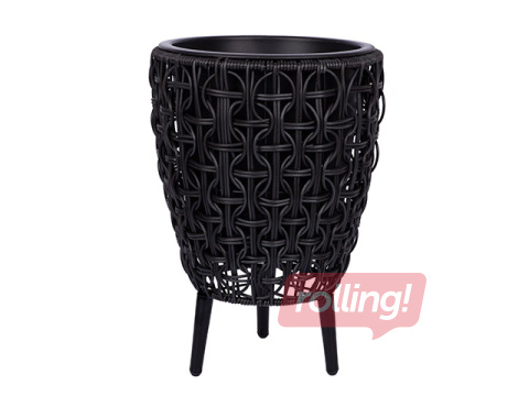 Dekoratiivne lillepott Wicker, must, Ø28x42cm