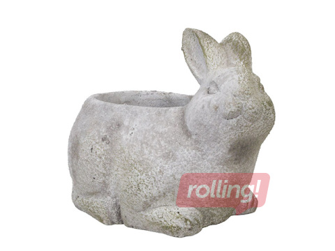 Dekoratiivne lillepott Stone jänes, betoonist, hall, 18×13×14.5cm