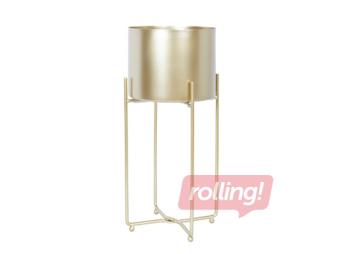 Dekoratiivne lillepott Deia Gold M, alusega, metallist, kuldne, 21.5×20.5×47cm