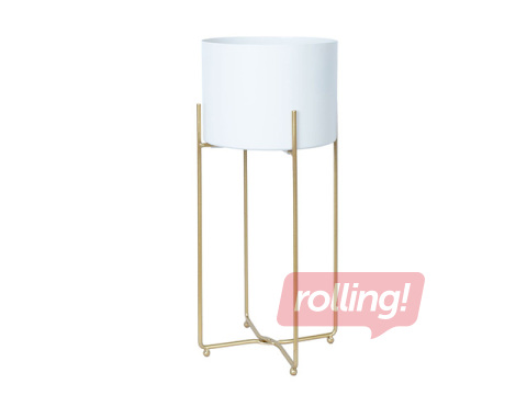 Dekoratiivne lillepott Deia White L, alusega, metallist, valge, 24.5×23.5×57cm