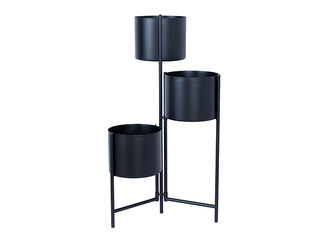 Dekoratiivne lillepott Deia Trio, alusega, metallist, must, 23×22.5×75.5cm