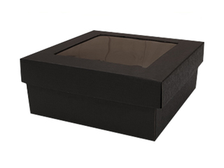 Packaging box, 190x190x80 mm, with window, black