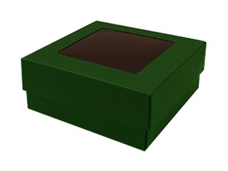 Packaging boxes, 95x95x40 mm, with window, green, 10 pcs.