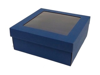Pakendikarbid, 190x190x80 mm, aknaga, sinine, 10 tk.