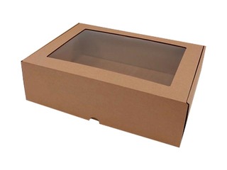 Packing boxes, 340x250x100 mm, with window, brown, 10 pcs.