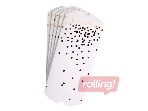 Kinkekarbid, Golden Dots, papp, valge, 210x100mm, 5 tk.