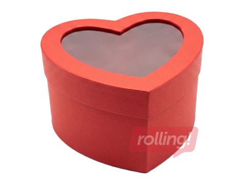 Südamekujuline kinkekarp, 130 x 120 x 850mm, aknaga, punane