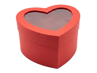 Südamekujuline kinkekarp, 130 x 120 x 850mm, aknaga, punane
