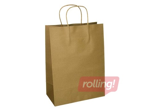 Paper gift bag TOPTWIST 240x110x310mm, brown craft paper