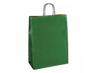 Paper gift bag TOPTWIST 320x140x420 mm, dark green craft paper