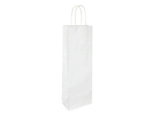 Paper gift bag with twisted handle for bottles 140x80x390mm, white