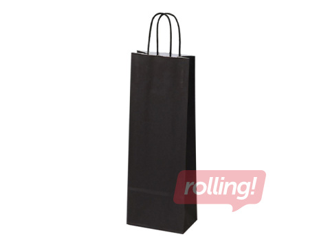 Pudelipaberikott keerutatud sangadega, kraftpaberist, must/valge, 140x80x390mm