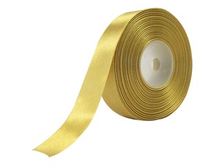 Gift ribbon 25 mm/ 25 m, satin, light gold