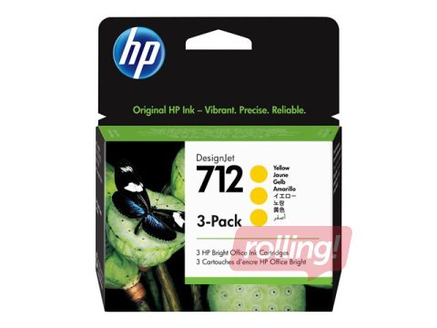 Tintes kasete HP 712, dzeltena, 3 x 29ml