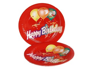 Paper plates, ø 23cm 10pcs Happy Birthday