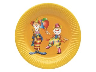 Paper plates, ø 23cm 10gab Clown