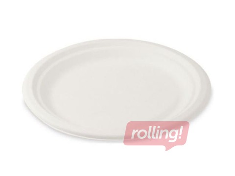 Cukuršķiedras šķīvji BIO, 22cm, 10 gab., balti