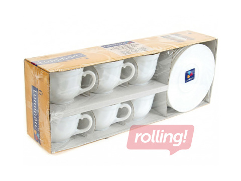 Kohviserviis Luminarc Trianon, karastatud klaas, valge, 6 inimesele