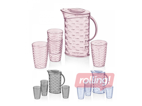 Joogikomplekt Rattan, erinevad värvid, plastik, 4 inimesele