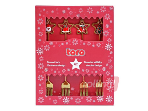 Magustoidukahvlite komplekt Toro, Jõulutähed, 4 tk