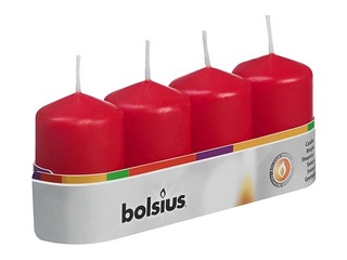 Silindrikujulised küünlad ø4 h-6 cm, punased, 4 tk.