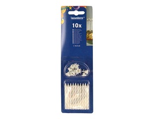 Birthday candles, white, 10 pcs.