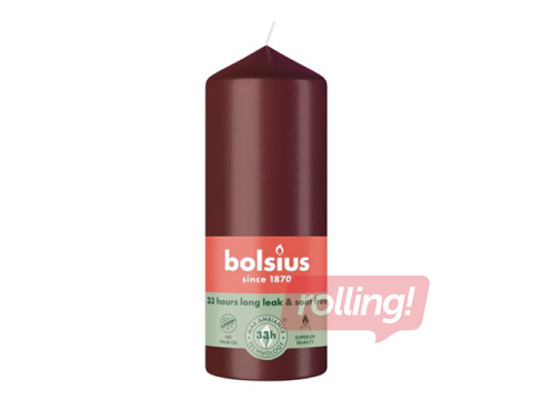 Küünal Bolsius, silinder, bordoopunane, Ø6×15cm