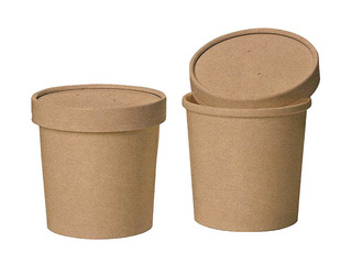 Bowl with lid, paper, brown, 470 ml., 25 pcs