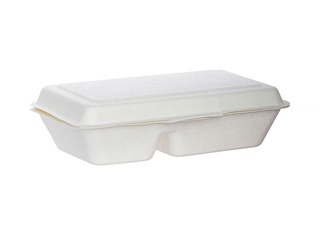 Boxes with lids, 2 sections, 24 x 15.5 x 6.5 cm, sugar cane, 50 pcs