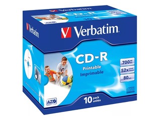 CD-R  toorikud Verbatim AZO 700MB 1x-52x Wide Printable ID Branded, 10 tk.