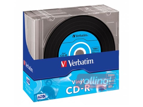 CD-R toorikud Verbatim CD-R AZO 700MB Vinyl 1x-52x, 10 Pack Slim