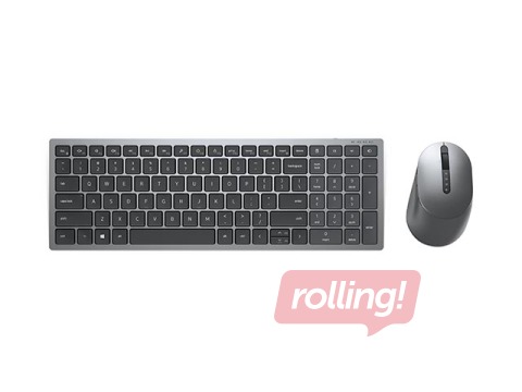 Bezvadu klaviatūras komplekts Dell KM7120W Wireless, 2.4 GHz, Bluetooth 5.0, ENG, Titan Gray
