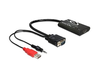 Delock adapter VGA(M) + Audio Jack 3,5mm + Power USB -> HDMI(F)