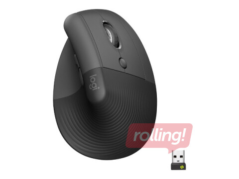 Logitech Lift Vertical Ergonomic mouse, 6 buttons, Bluetooth, Graphite