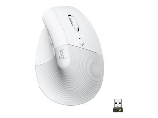 Logitech Lift for Business, vertikaalne hiir, 6 nuppu, Bluetooth, valge