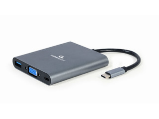 Gembird USB Type-C 6-in-1 multi-port Adapter + Card Reader, Space Grey