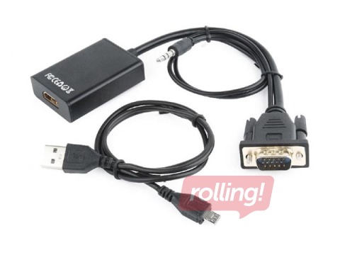 Gembird VGA to HDMI adapter cable, 0.15 m, black