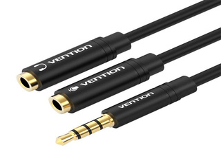 Adapterkaabel Vention 3,5 mm (isane) kuni 2 x 3,5 mm (emane) stereo splitter 30 cm (must)