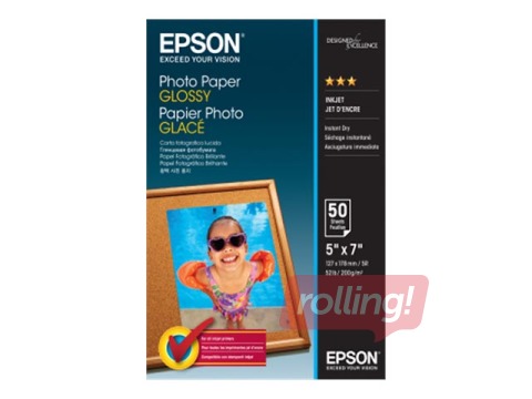 EPSON fotopaber, läikiv 13 x18 cm, 200 g/m², 50 lehte
