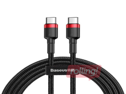 Ühendusjuhe Baseus Cafule Type C - Type C 60W PD 2.0 QC 3.0 1m, must ja punane