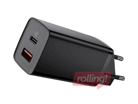 Adapter Baseus, GaN2, USB-A + Type-C, 65W, must