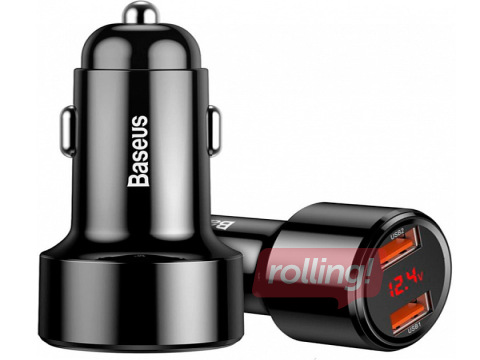 Autolaadija Baseus Magic 2x USB QC 3.0 45W autolaadija (must)