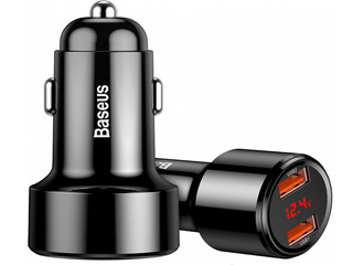 Autolaadija Baseus Magic 2x USB QC 3.0 45W autolaadija (must)