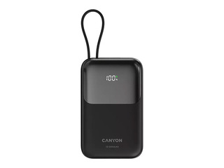Mobiililaadija Canyon OnPower 101, 10000mAh, PD 22,5W, kaabliga, must
